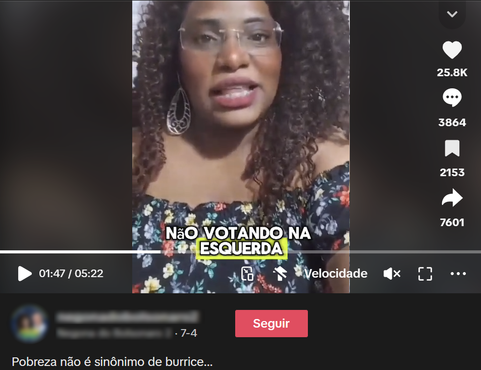 Vanessa Lopes da Silva falando em vídeo